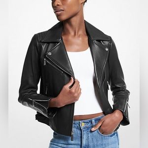 Michael Kors Women’s Leather Black Moto Jacket Size XS NWOT